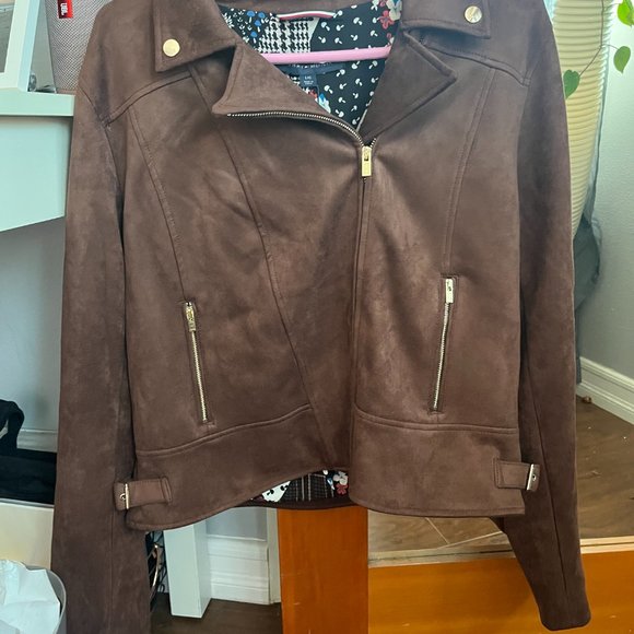 Tommy Hilfiger Faux-Suede Moto Jacket - Picture 1 of 4